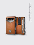 Carbon Fiber Cardholder Folding Wallet Dark Brown 110mmx78mmx20mm