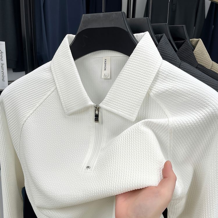 Waffle-Textured Polo Shirt Beige