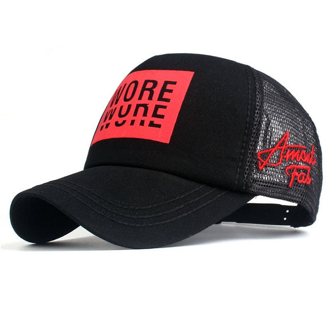 Letter Net Baseball Cap Black