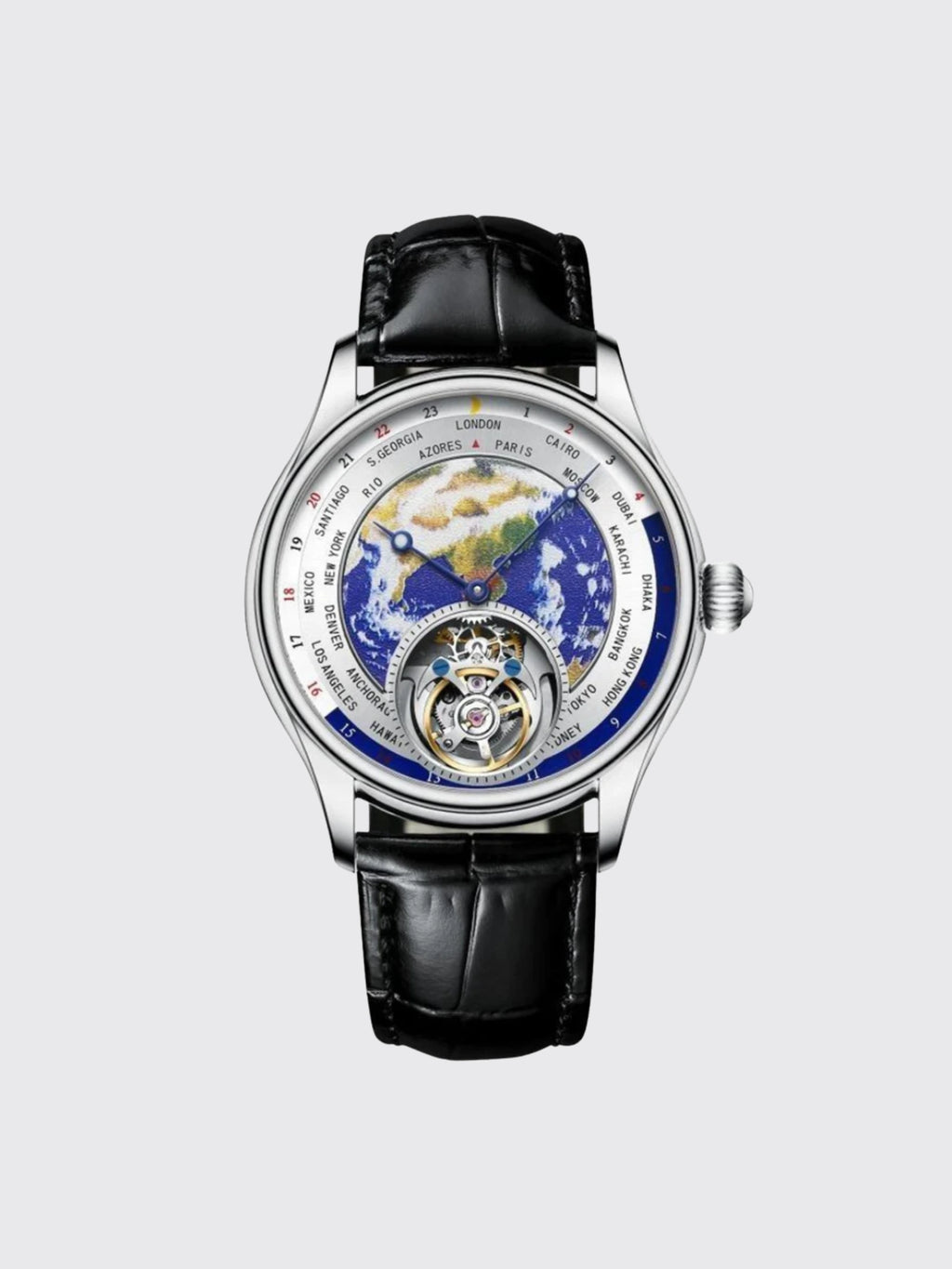 3D Globe Tourbillon Round Watch