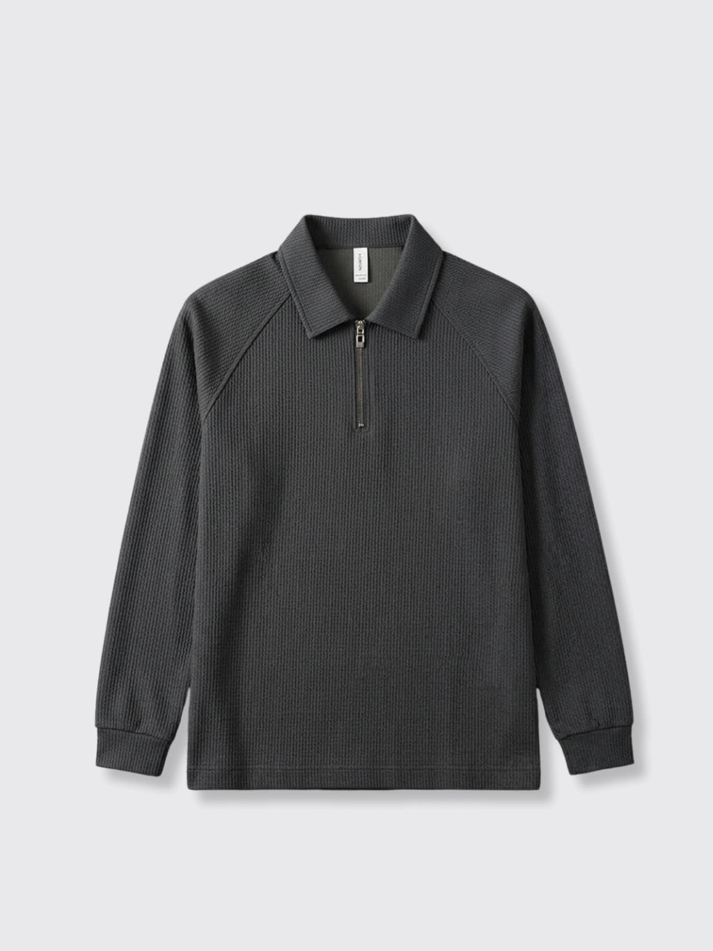 Waffle-Textured Polo Shirt Dark Gray 170