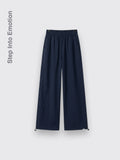 Cotton-like Wide-leg Sunscreen Pants Navy Blue Regular H17642 L