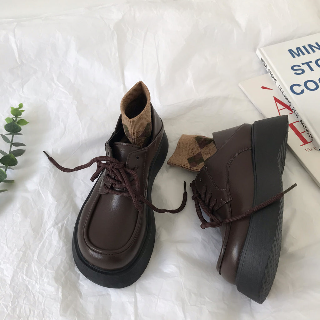 Leather Shoes Preppy English Retro