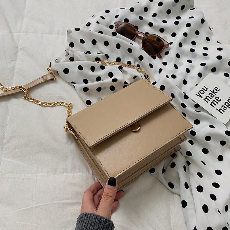 All-match chain shoulder messenger bag Khaki