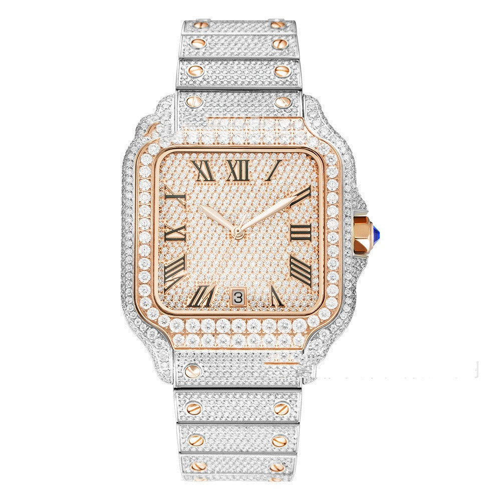 Clarity Moissanite Stainless Steel Watch Rose Gold