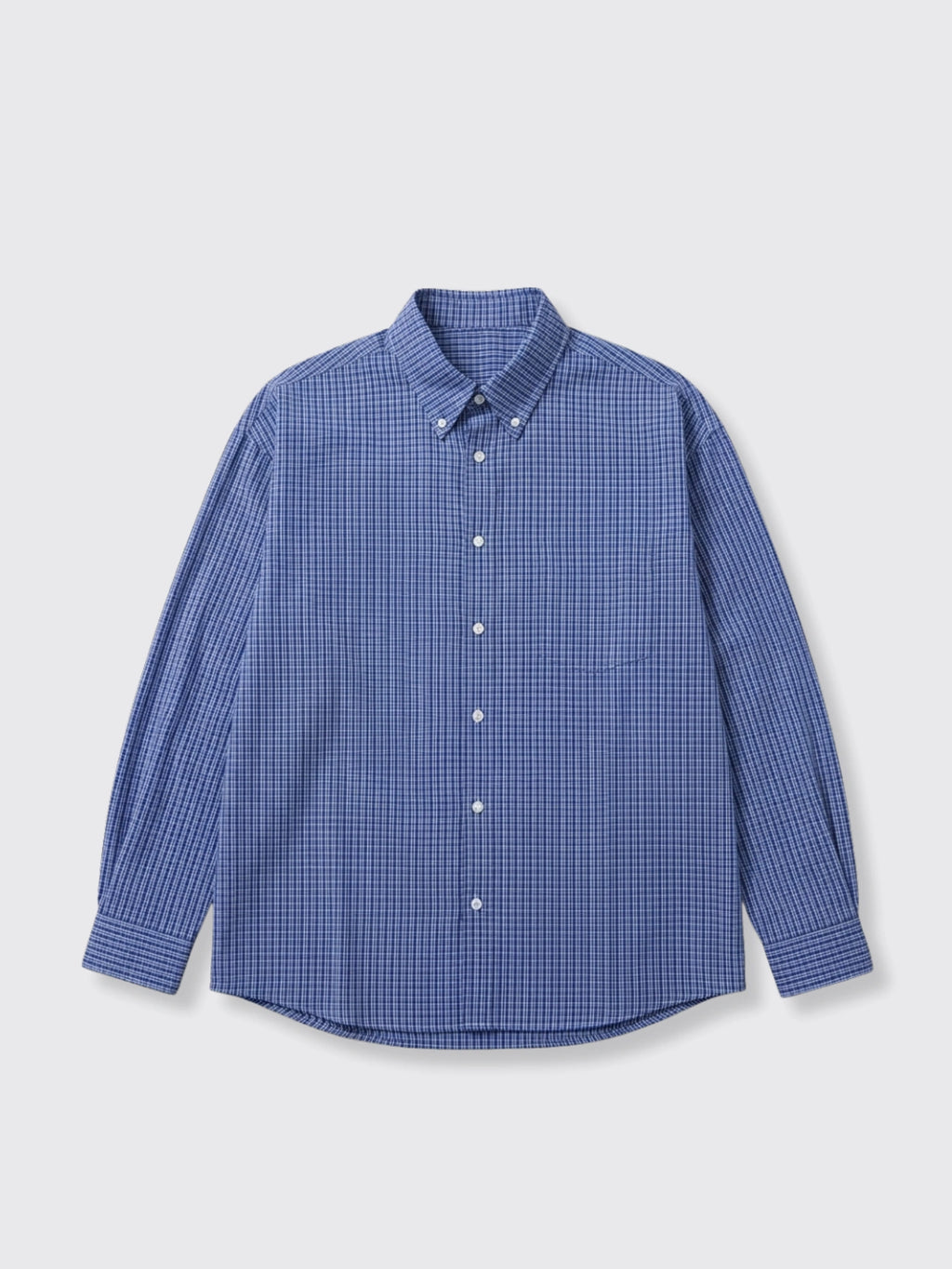 Retro Classic Blue Plaid Shirt Blue L