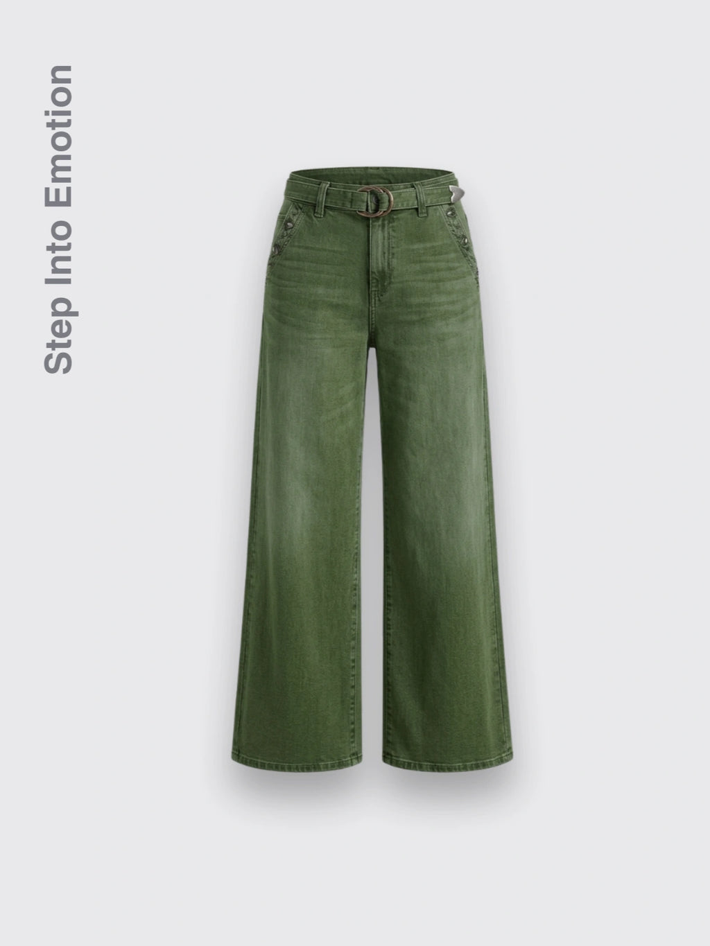 Relaxed-fit Wide-leg Casual Jeans Army Green L