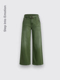 Relaxed-fit Wide-leg Casual Jeans Army Green L