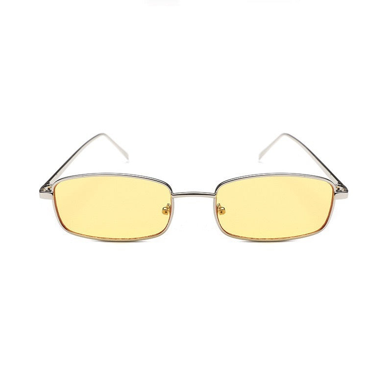 Retro Sunglasses For Men And Women Silver Frame Yellow Sheet