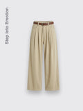 Figure-flattering Drapey Casual Pants Coffee Color L