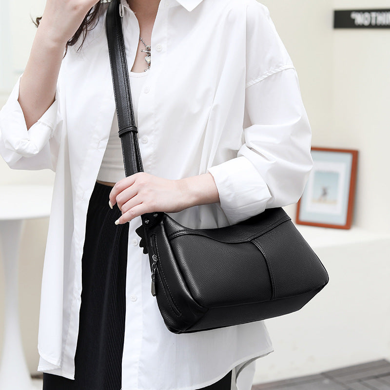 Casual Soft-surface Lightweight Large-capacity Crossbody Bag Black