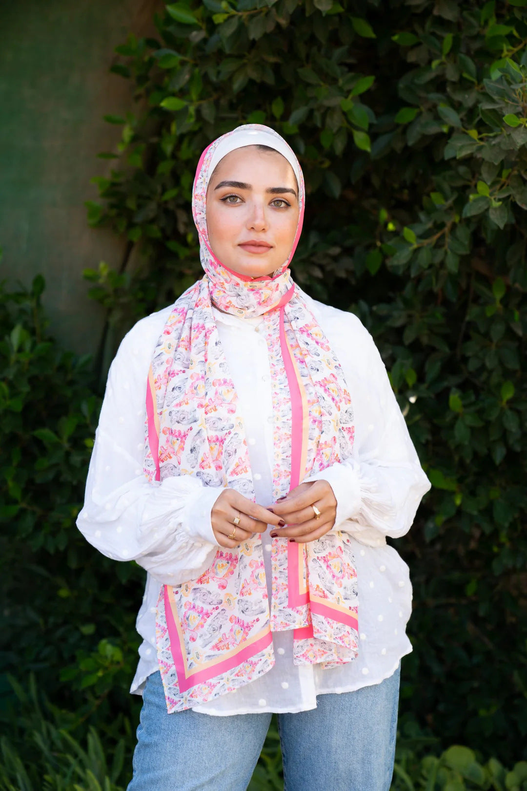 Satin Hijab Printed Shawl Headscarf 14style Above 175cm
