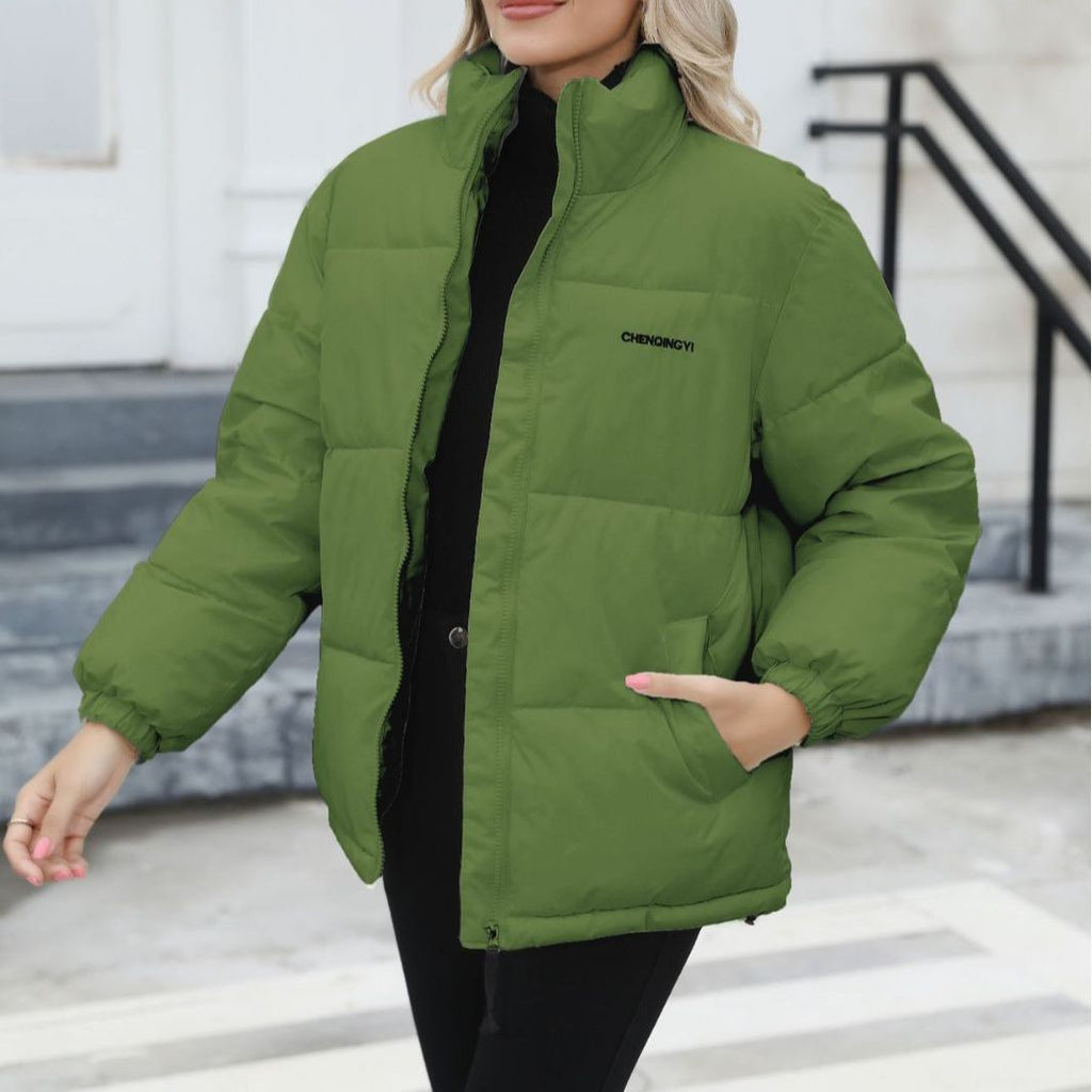 Casual Windproof Down Cotton Coat Green
