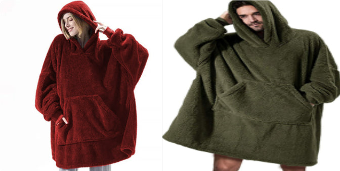 Hoodie Sweatshirt With Big Pocket Wearable Blanket