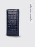 Crocodile Pattern Cowhide Wallet Men's Blue