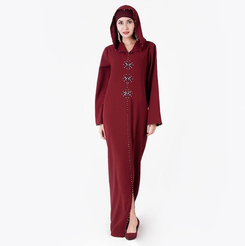 Dubai Turkish Muslim hijab dress Deep red