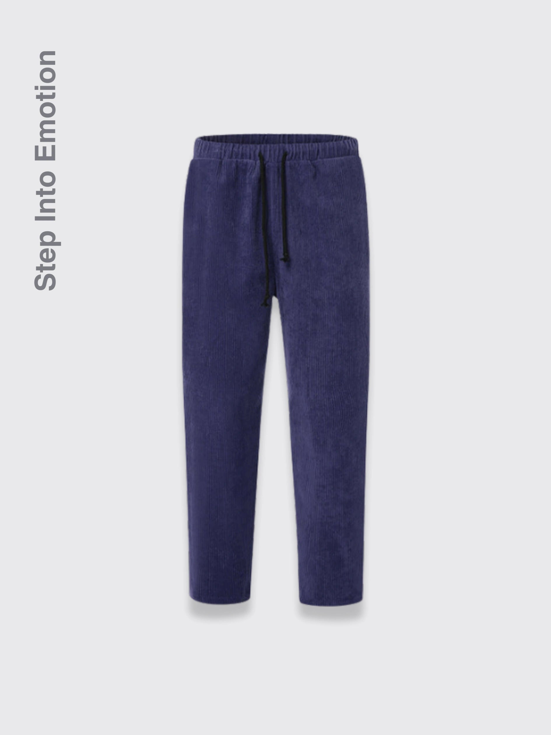 Winter Men Corduroy Pants Streetwear Joggers Blue 3XL