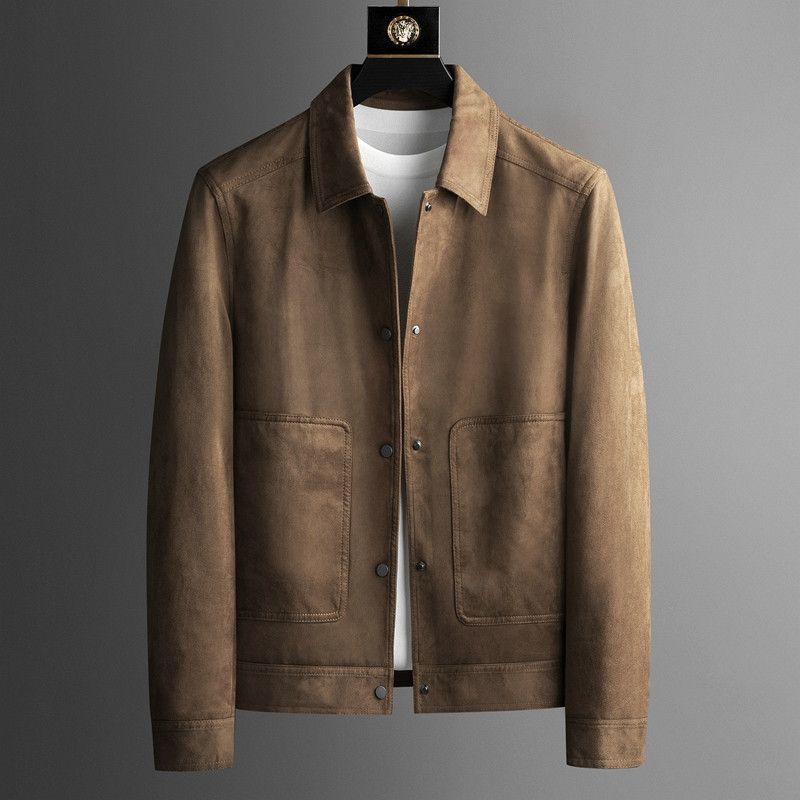 Brand High-grade Lapel Casual British Style Jacket Pu Shuai Easy Matching Clothes Khaki