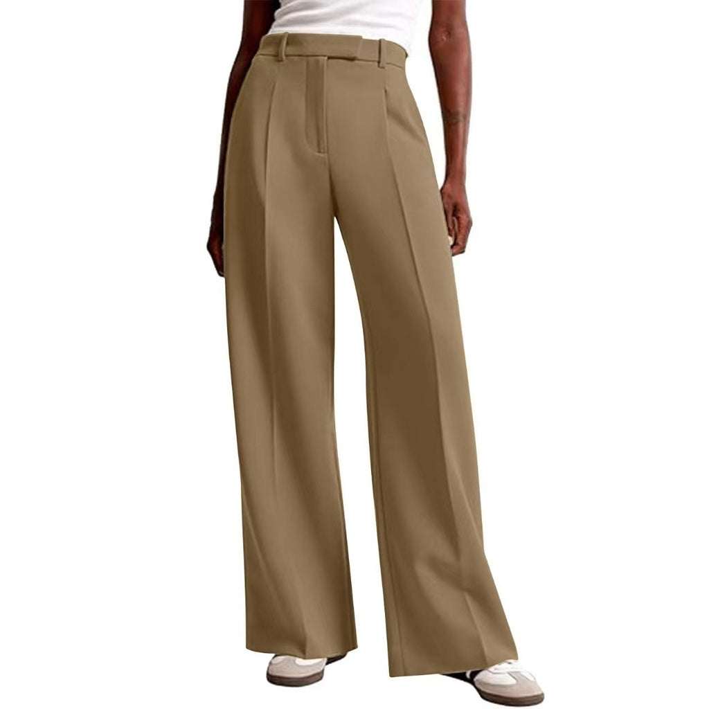 Casual Straight-Leg Business Suit Pants Khaki