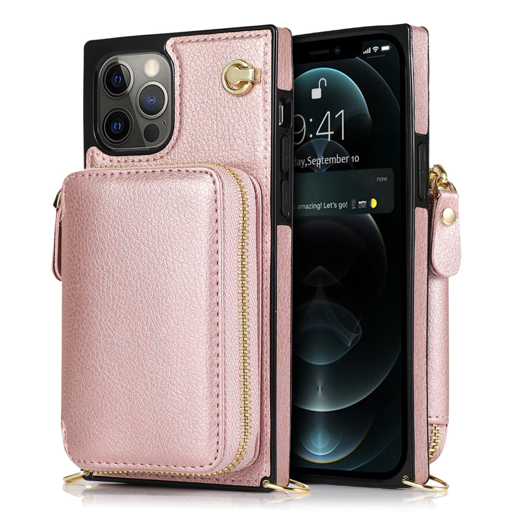 Multi-functional Card-inserting Wallet Phone Rose Gold