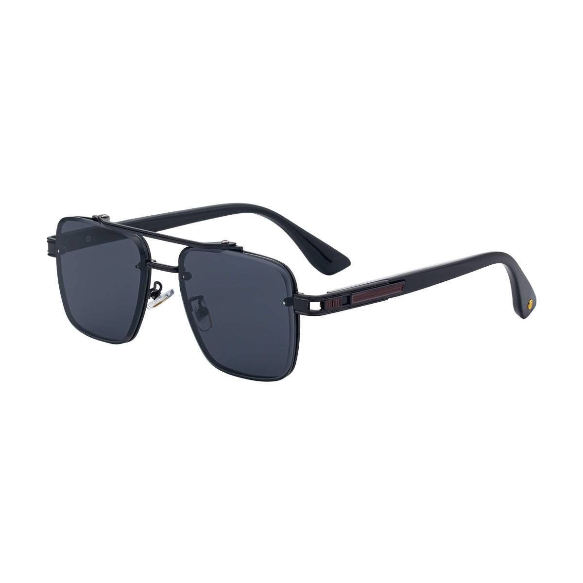 Mens Fashionable Square-frame Sunglasses C1 Bright Black All Gray