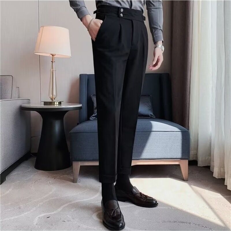 British Style Business Formal Wear Suit Pants Men Black