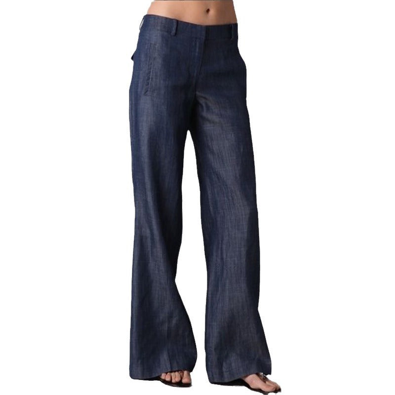 Striped Cotton-Linen Casual Pants