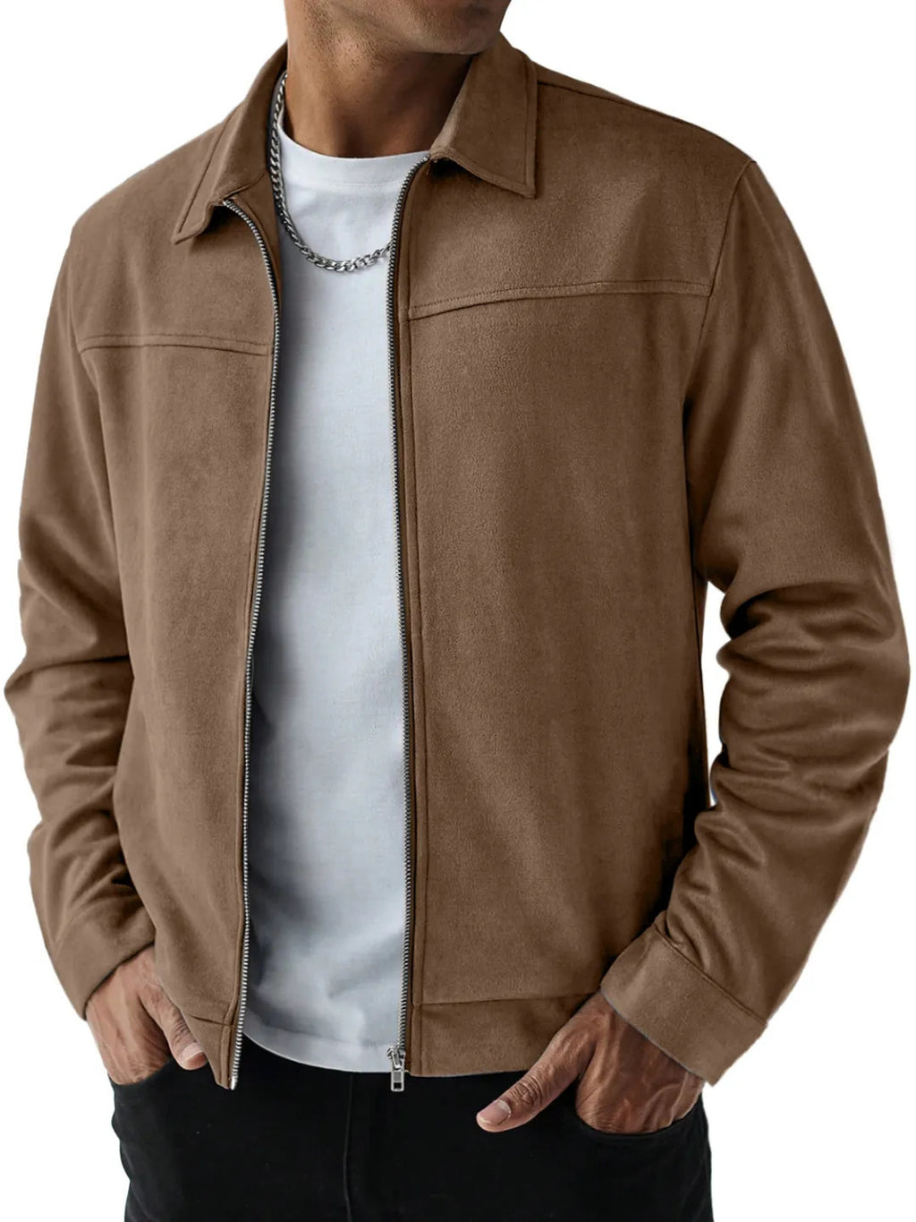 Casual Versatile Long Sleeve Jacket Dark Brown