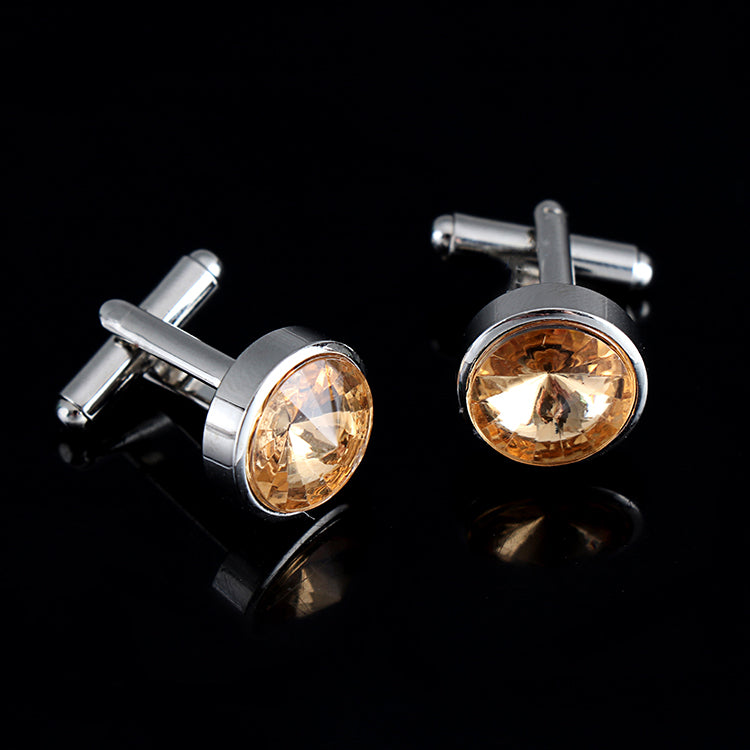 Multicolor French Men's Shirt Metal Cufflink Light Coffee