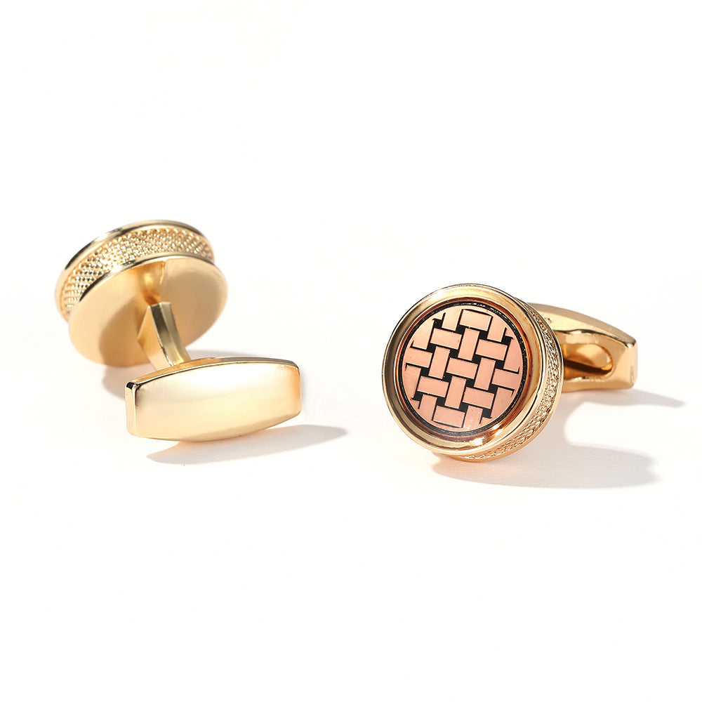 Stylish Round Gold Shirt Cufflink XK20S079 Style
