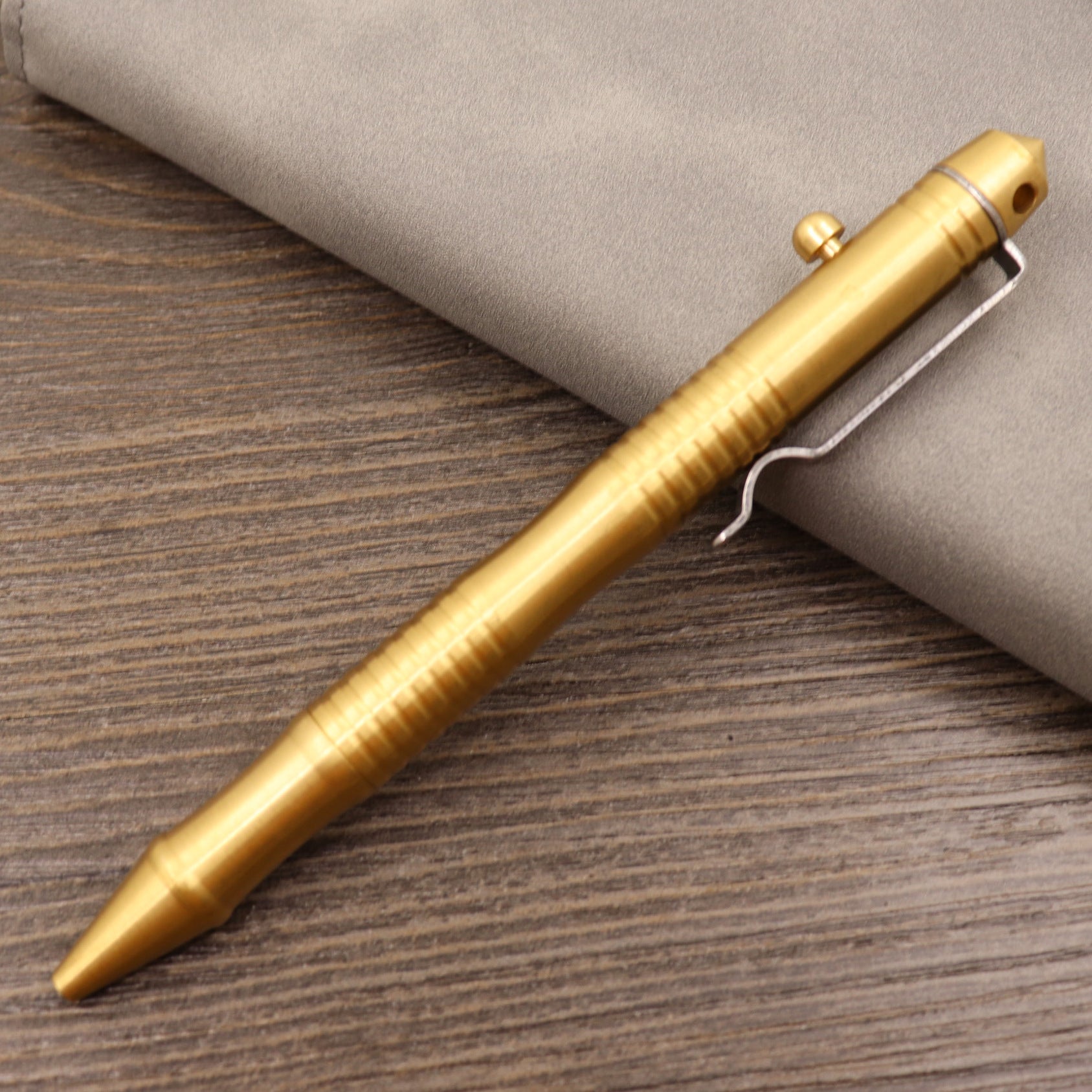 Retro Pure Copper Bolt Type Metal Tactical Pen Brass Pressing Pen