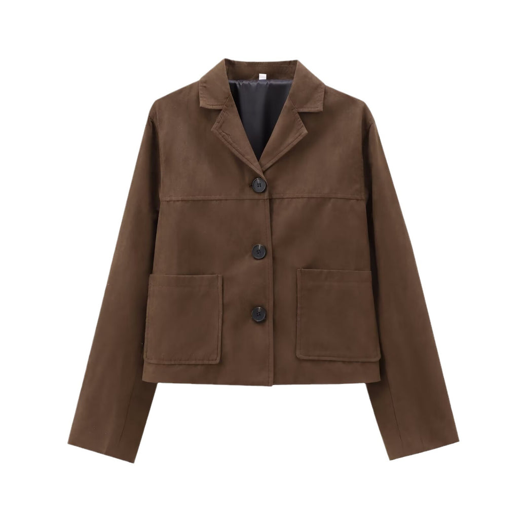 Retro Old Money Style Suede Short Jacket