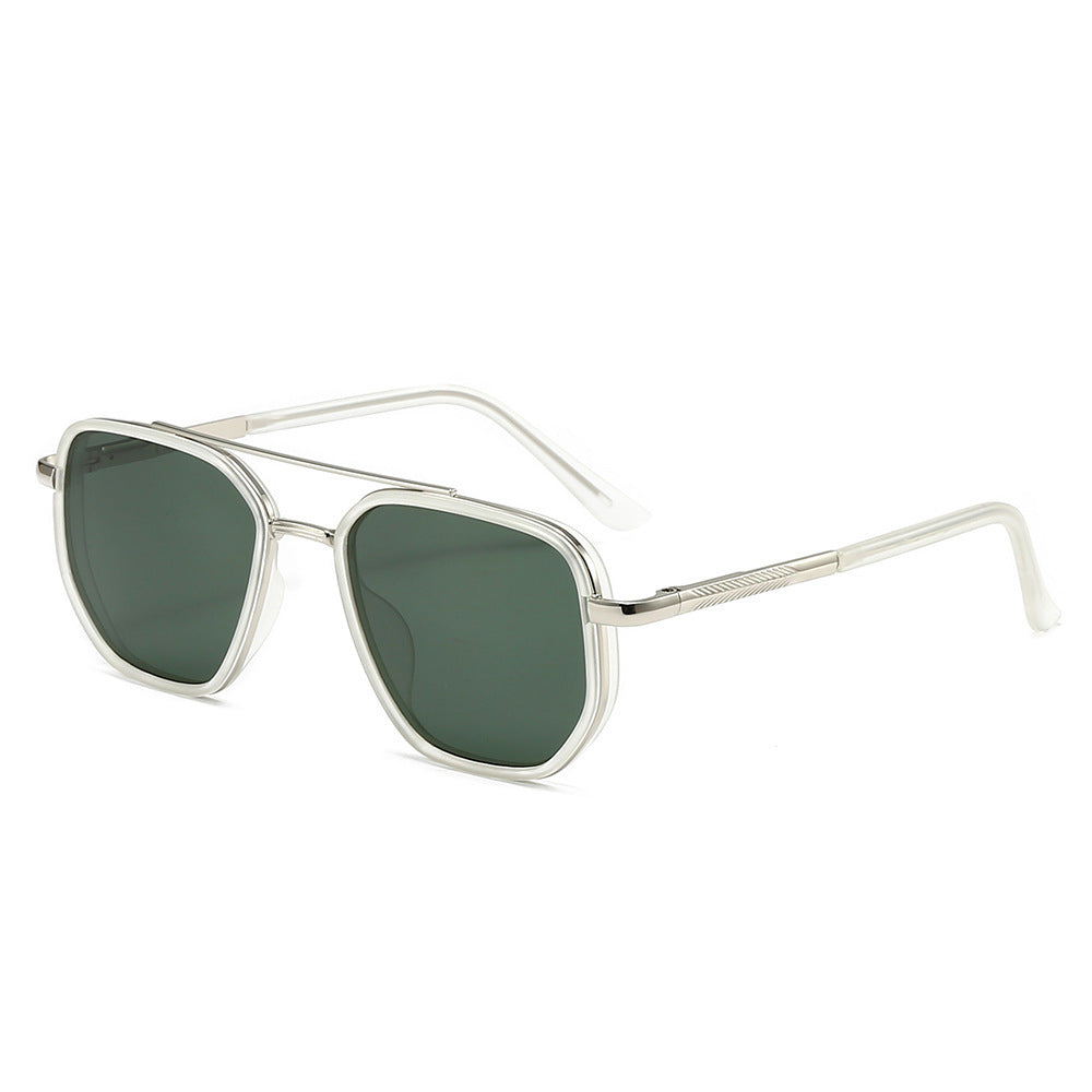 New UV-Protective Chanel-Style Metal Sunglasses For Men Sand Transparent White