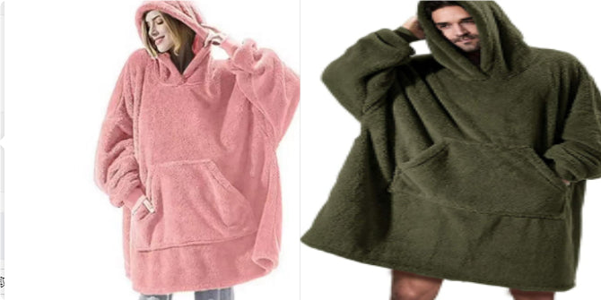 Hoodie Sweatshirt With Big Pocket Wearable Blanket
