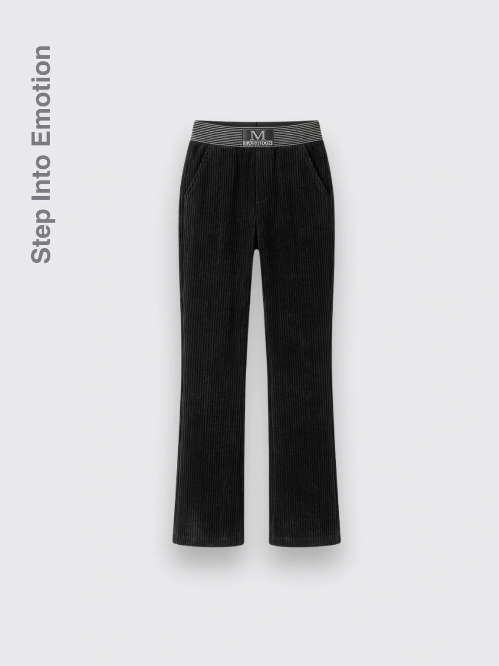 High Waist Wide Leg Pants Black Spring and Autumn 2XL