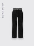 High Waist Wide Leg Pants Black Spring and Autumn 2XL