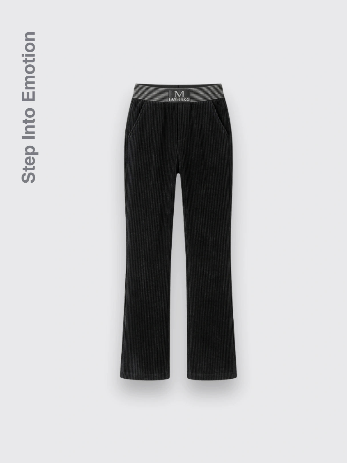 High Waist Wide Leg Pants Black Spring and Autumn 2XL