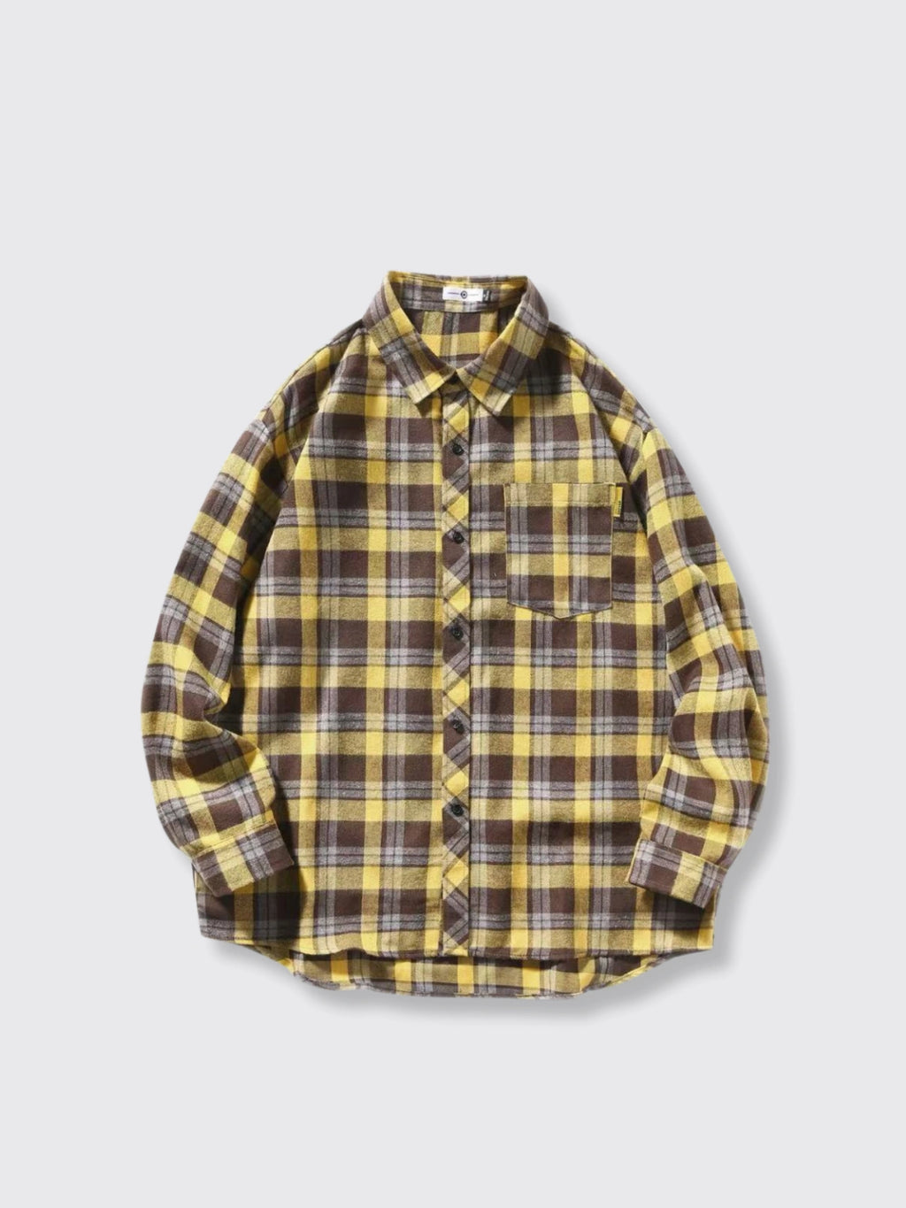 Loose-fitting Casual Plaid Shirt Yellow Coffee Plaid 2XL