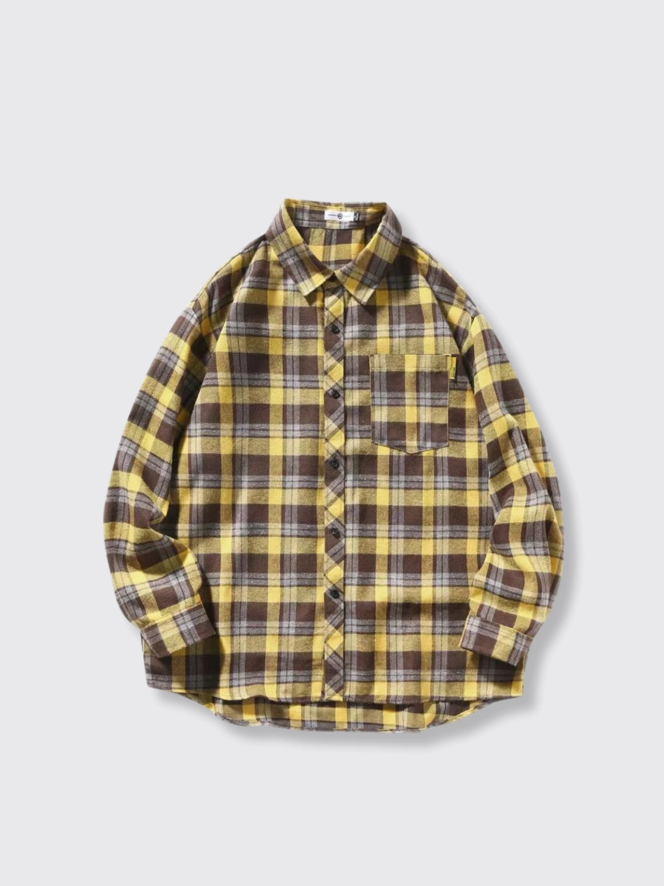 Loose-fitting Casual Plaid Shirt Yellow Coffee Plaid 2XL