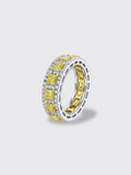 925 Silver Gold Plated Yellow Diamond High Carbon Diamond Ring Yellow HK10