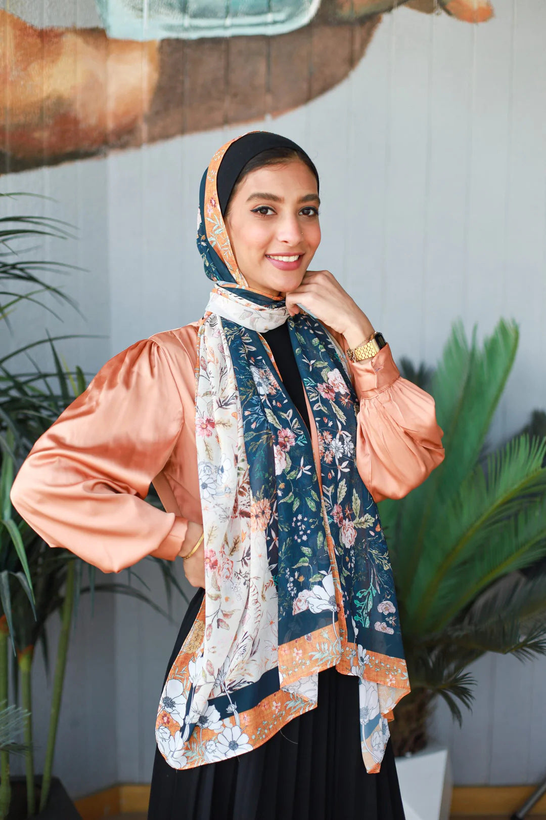 Satin Hijab Printed Shawl Headscarf 21style Above 175cm