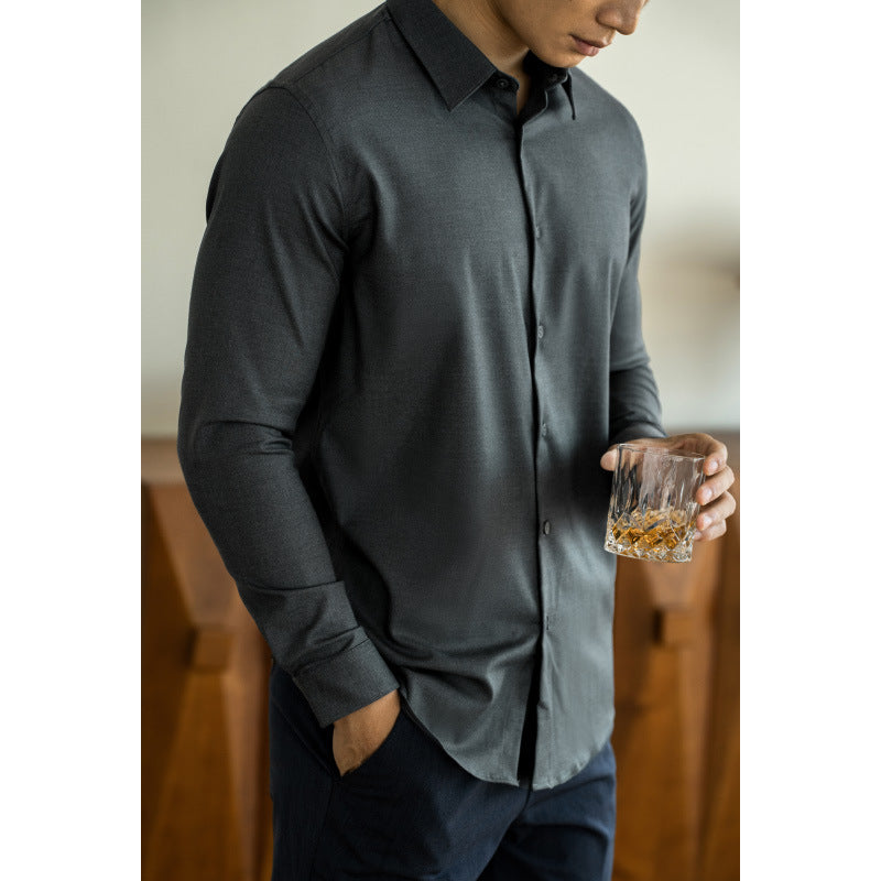 Old Money Style Modal Wool Shirt Gray