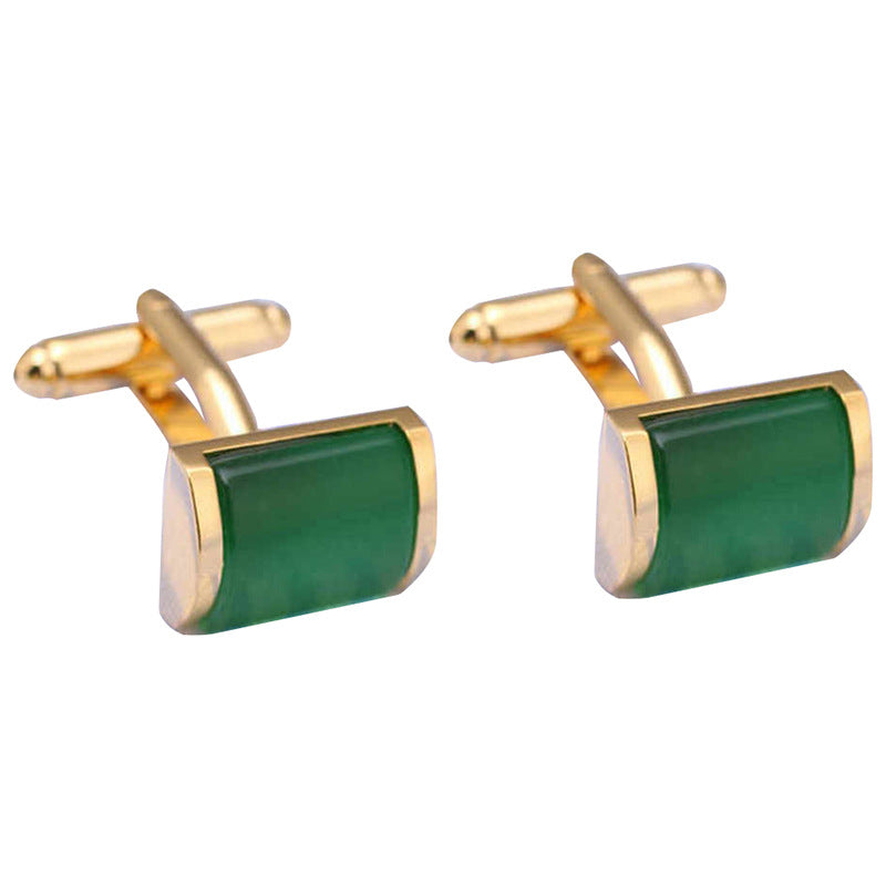 Fashion Emerald Green Opal Cufflink Gold Regular