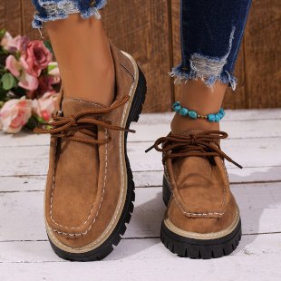 Lace-up British-style Loafers Brown