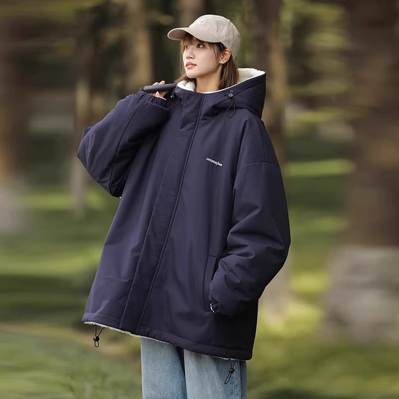 Lambswool Reversible Coat 8950 Navy Blue