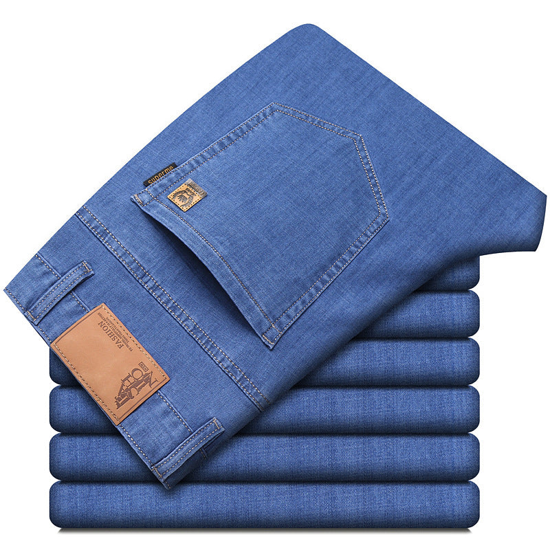 Denim Pants Loose Straight Leg Style For Middle Aged Men