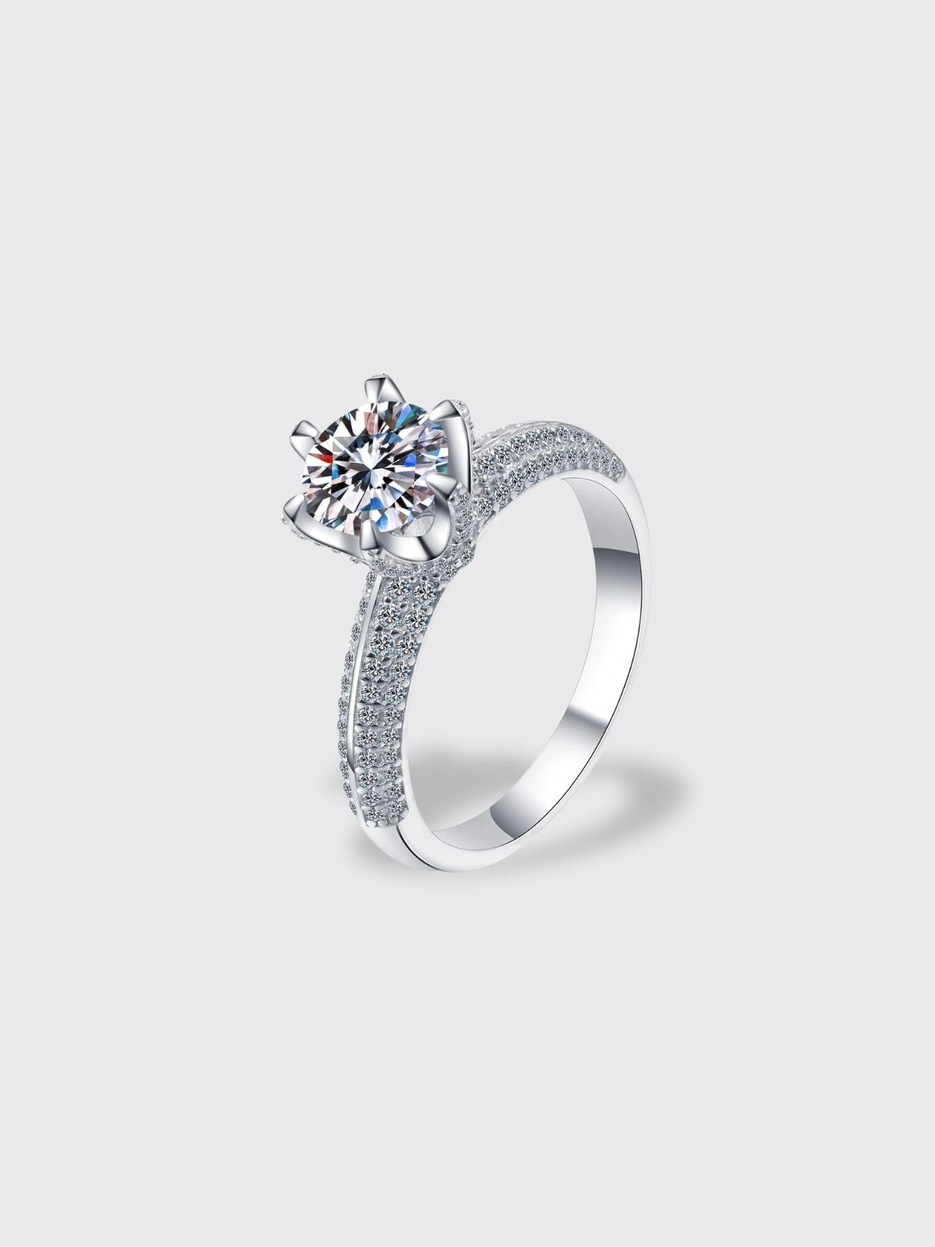 S925 Silver Plated White Gold Moissanite Diamond Ring