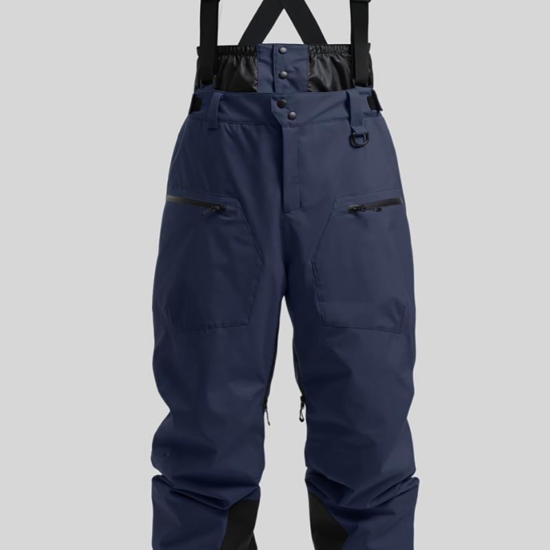 New Strap Thickened Waterproof Ski Pants Men NavyBlue