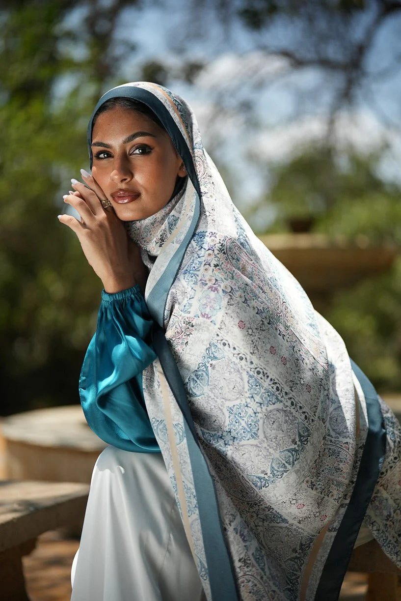 Satin Hijab Printed Shawl Headscarf 23style Above 175cm