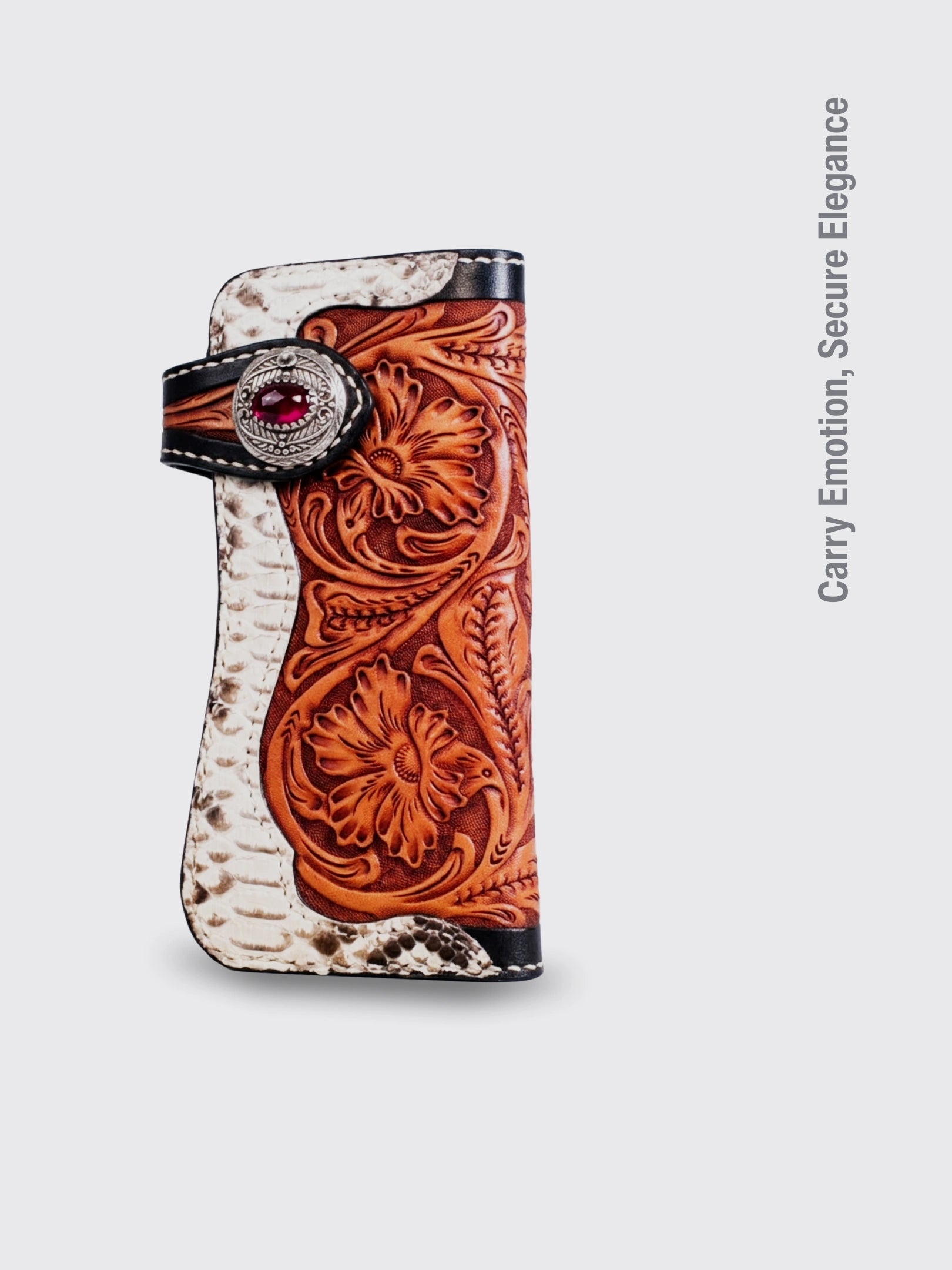Leather Wallet For Men's Long Style Attached leather rope